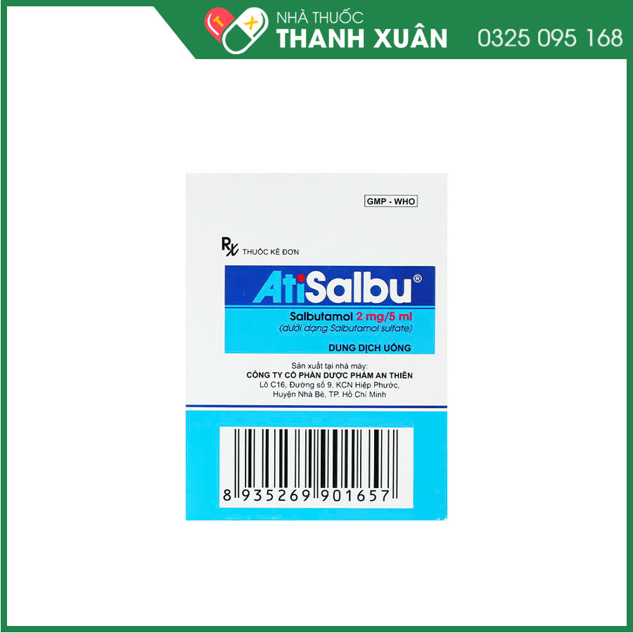AtiSalbu chỉ định điều trị cơn hen, ngăn cơn co thắt phế quản, điều trị tắc nghẽn đường dẫn khí hồi phục